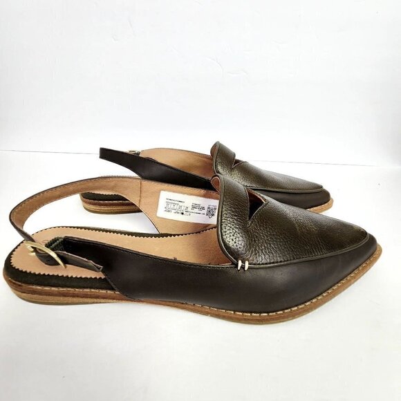 Sperry Top-Sider Saybrook Tumbled Leather Slingback Loafer Flats Olive 9.5 - Picture 3 of 9